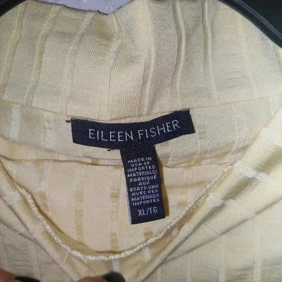Eileen Fisher Dress Women’s Yellow XL Ribbed Mock Neck Tencel Stretch Casual - Picture 6 of 7